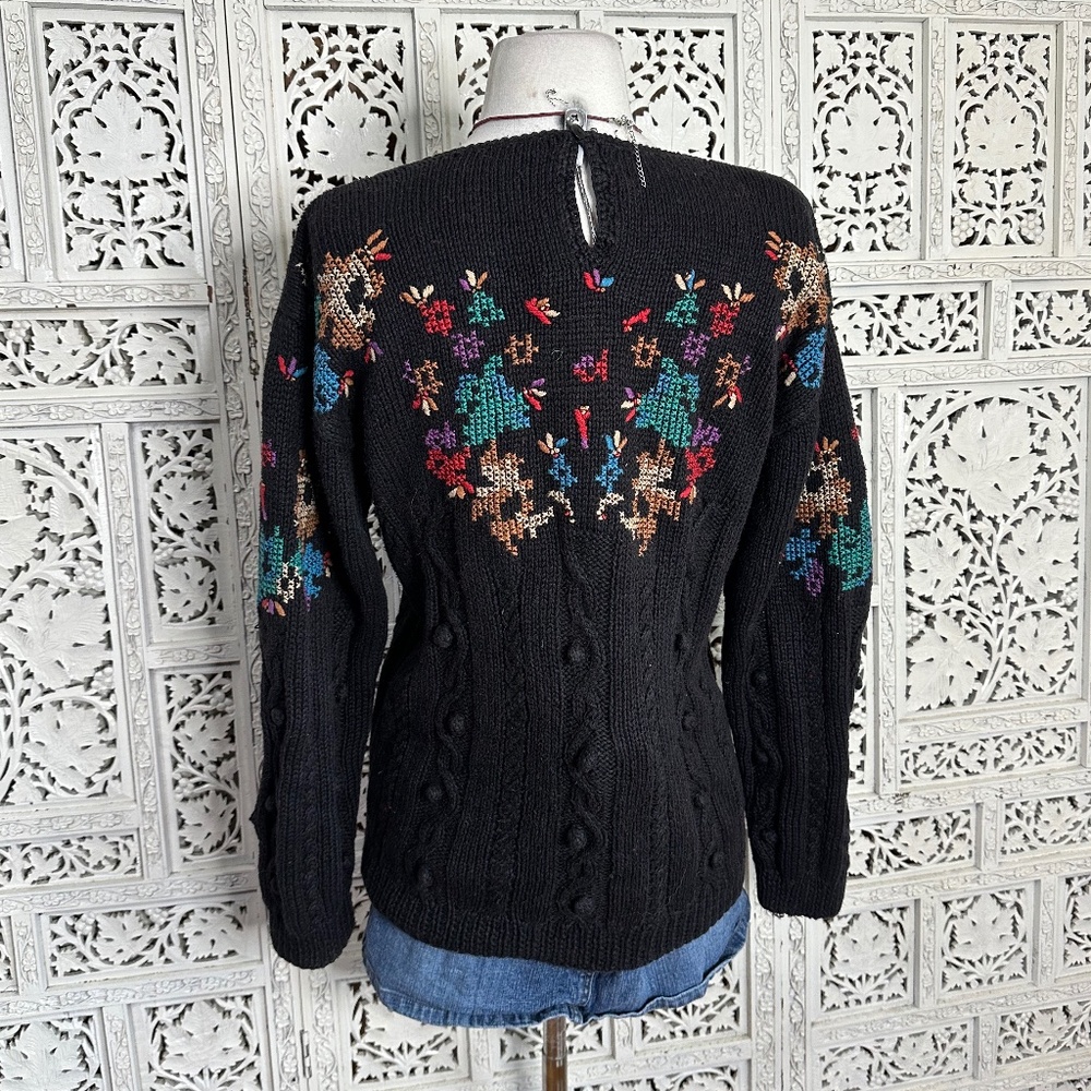 Vintage Black Whimsygoth Chunky Grannycore Sweater Sz Medium‎ - Picture 6 of 9